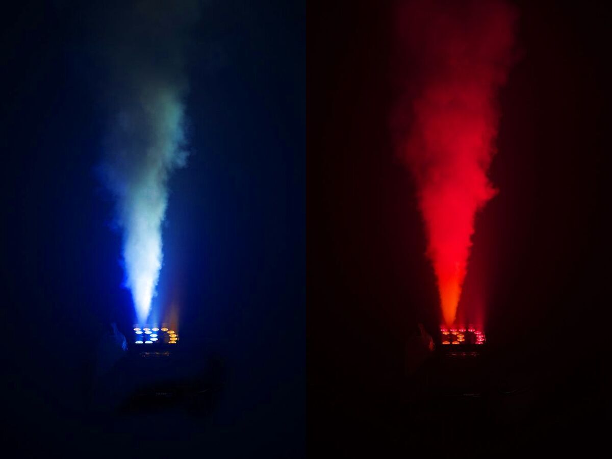 Gender reveal : jet de fumée bleu et jet rouge
